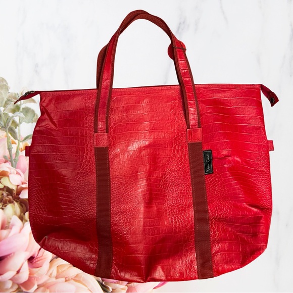 Pierre Cardin Red Croc Embossed Tote Bag - Picture 9 of 13